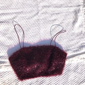 Forever 21 Maroon Sparkly Crop Top
